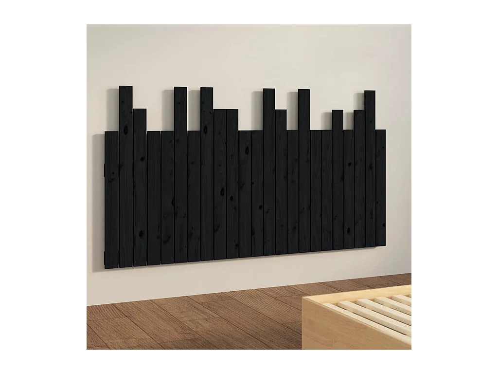 Zwart wandhoofdbord 146,5x3x80 cm Massief grenenhout
