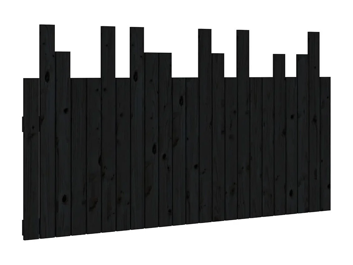 Tête de lit murale Noir 146,5x3x80 cm Bois massif de pin