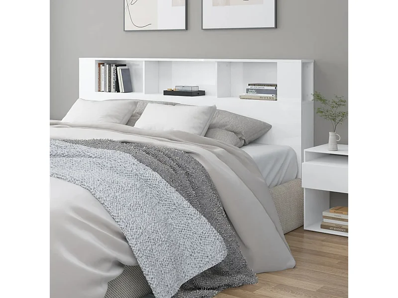 Cabecero mueble blanco brillo 200x18,5x104,5 cm