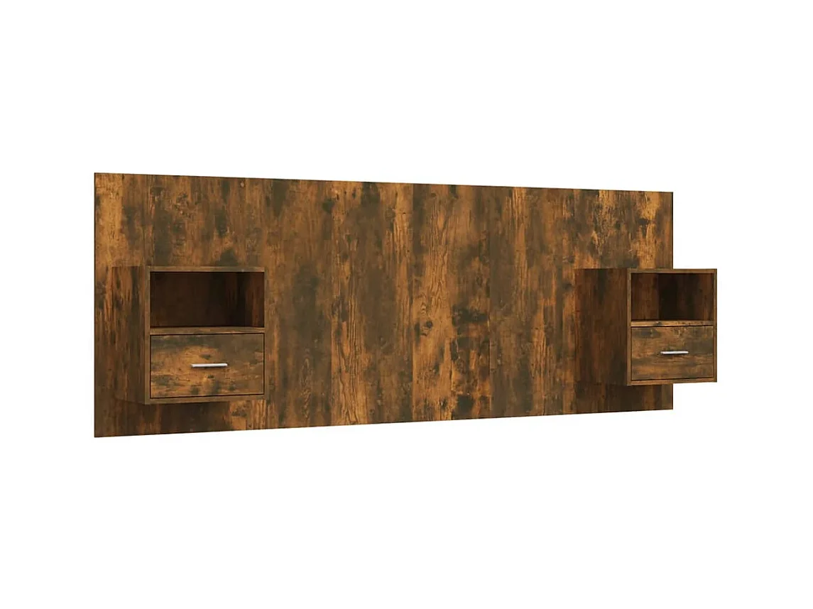 Tête de lit avec armoires Chêne fumé Bois d'ingénierie