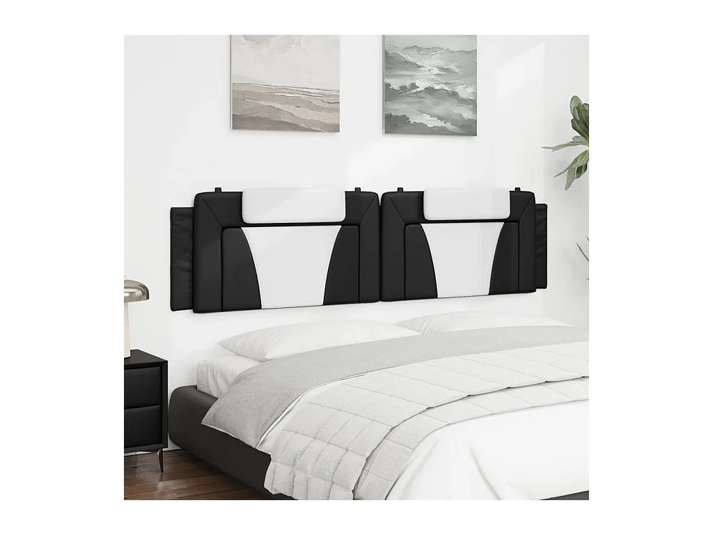 Zwart-wit hoofdbordkussen 200 cm kunstleer