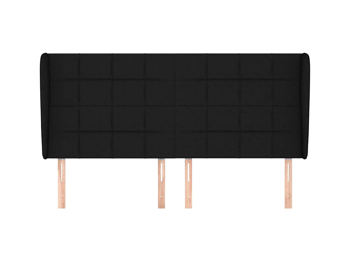 Hoofdbord met vleugels Zwart 183x23x118/128 cm Stof