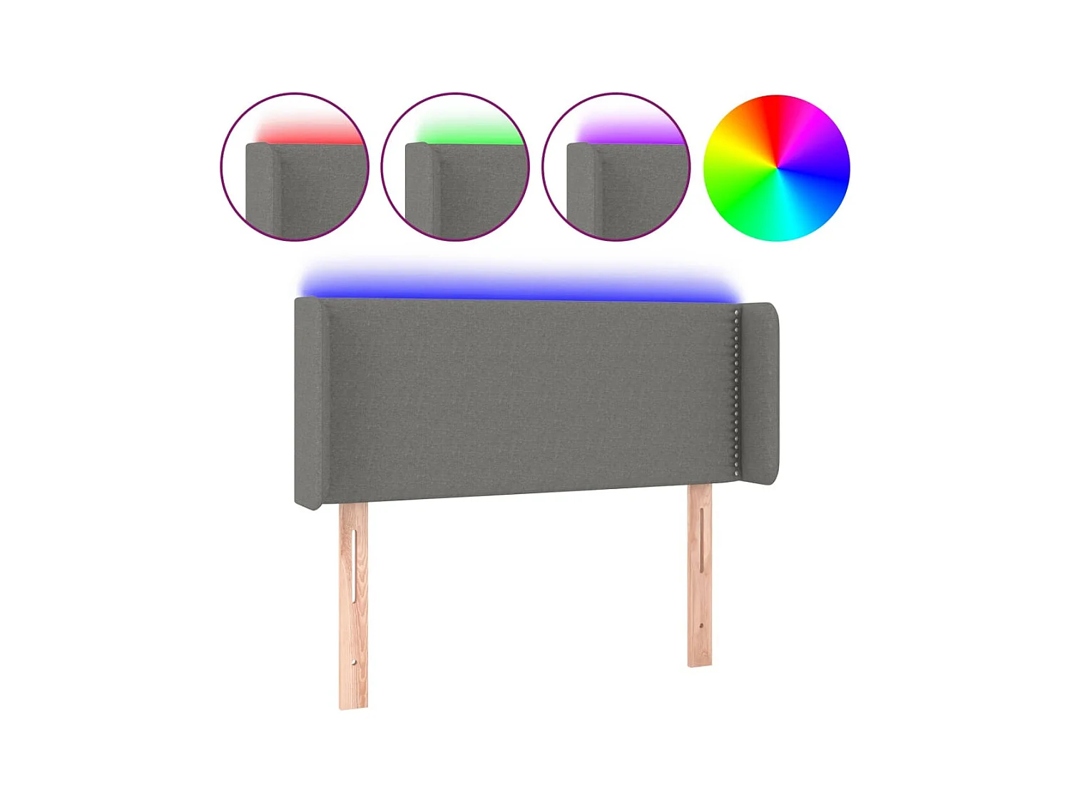 LED hoofdbord Donkergrijs 83x16x78/88 cm Stof