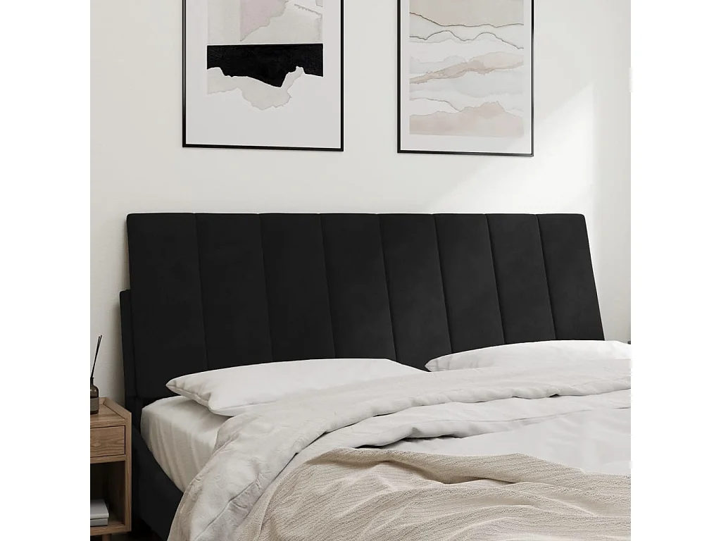 Zwart hoofdbordkussen 120 cm fluweel