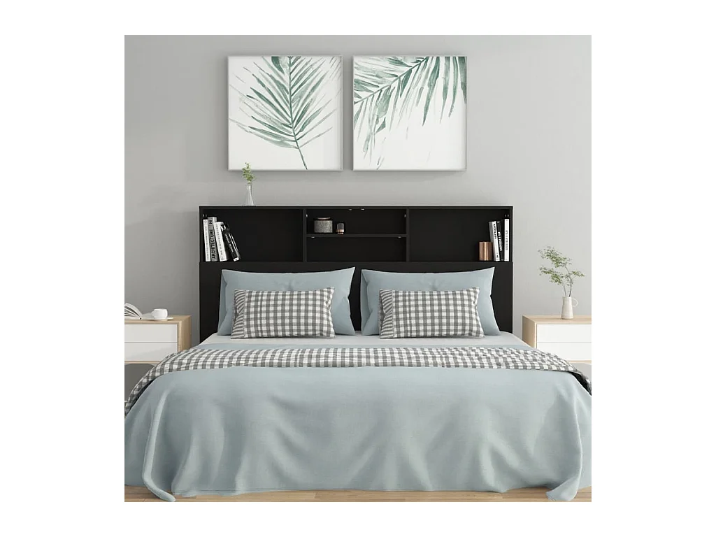 Cabecero negro mueble 160x19x103,5 cm