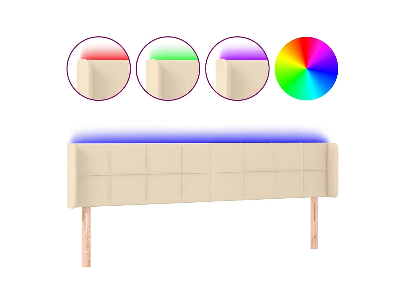 LED Hoofdbord Crème 183x16x78/88 cm Stof