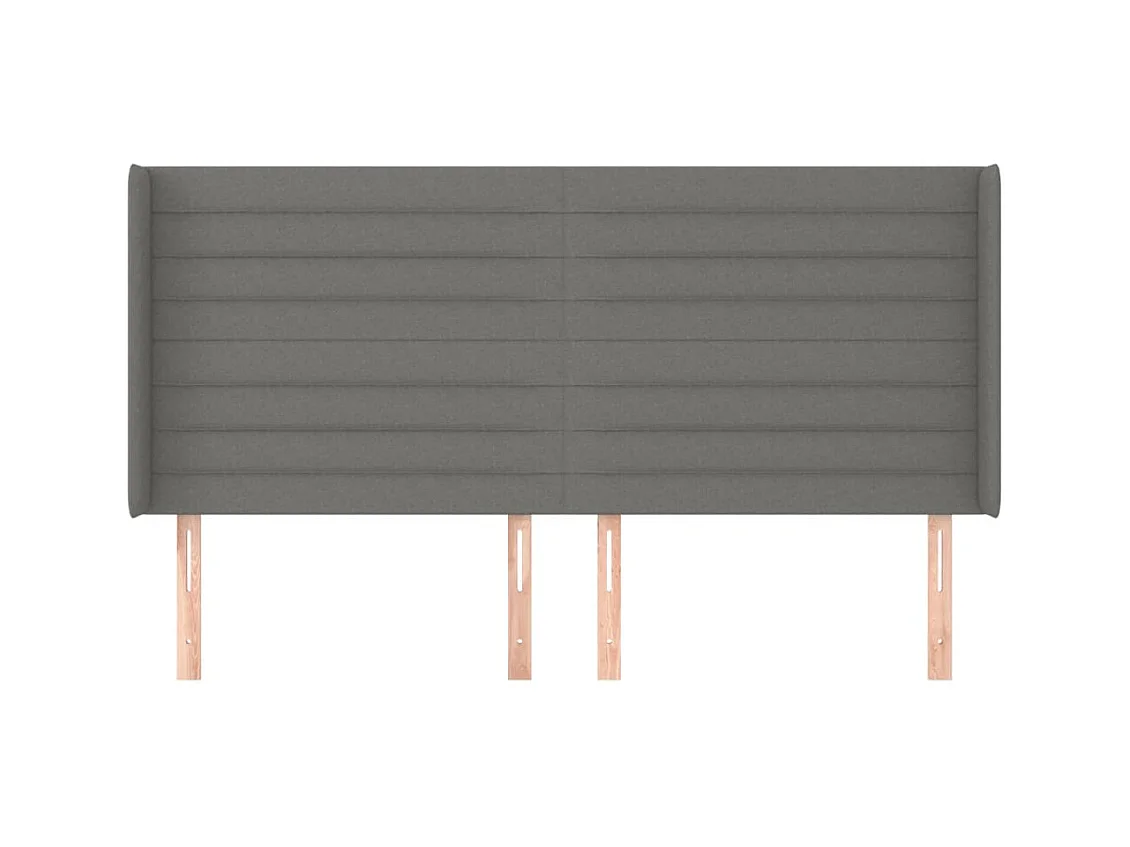 Hoofdbord met vleugels Donkergrijs 203x16x118/128 cm Stof