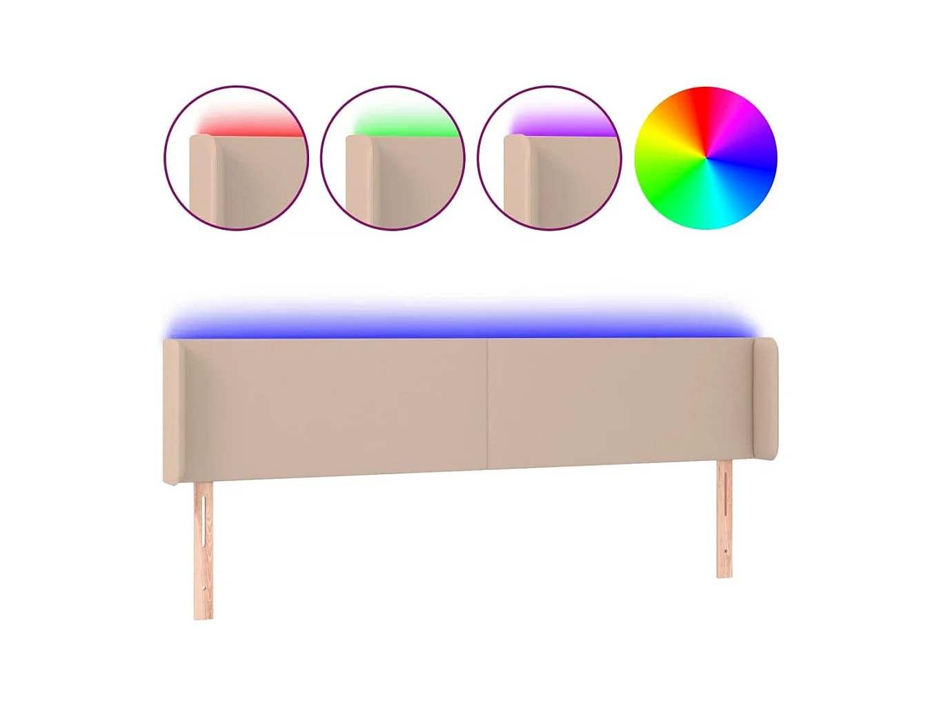 LED hoofdbord Cappuccino 163x16x78/88 cm Kunstleer