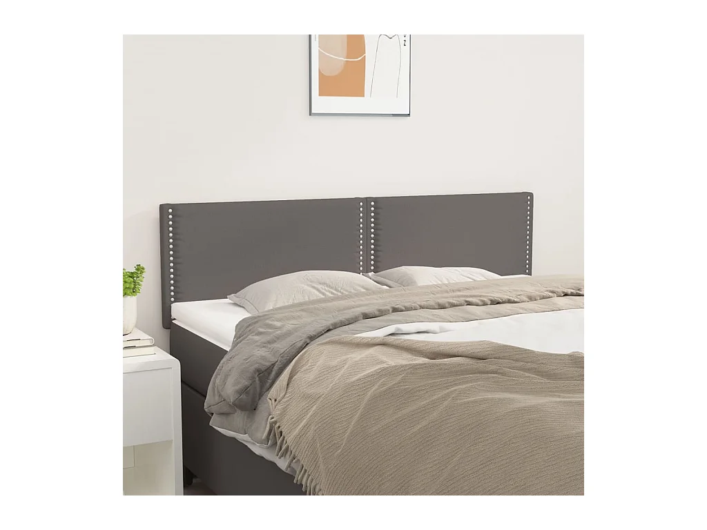 Kopfteile 2 Stk. Grau 72x5x78/88 cm Kunstleder