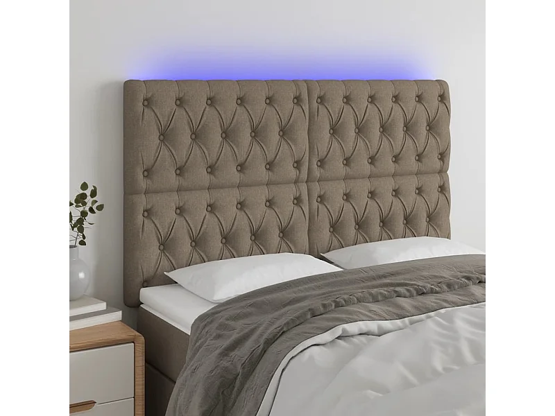 Taupe LED Hoofdbord 144x7x118/128 cm Stof