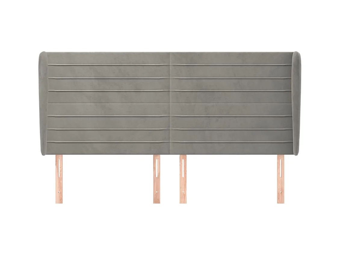 Tête de lit avec oreilles Gris clair 183x23x118/128 cm Velours