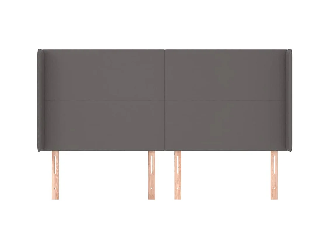 Hoofdbord met vleugels Grijs 183x16x118/128 cm Kunstleer