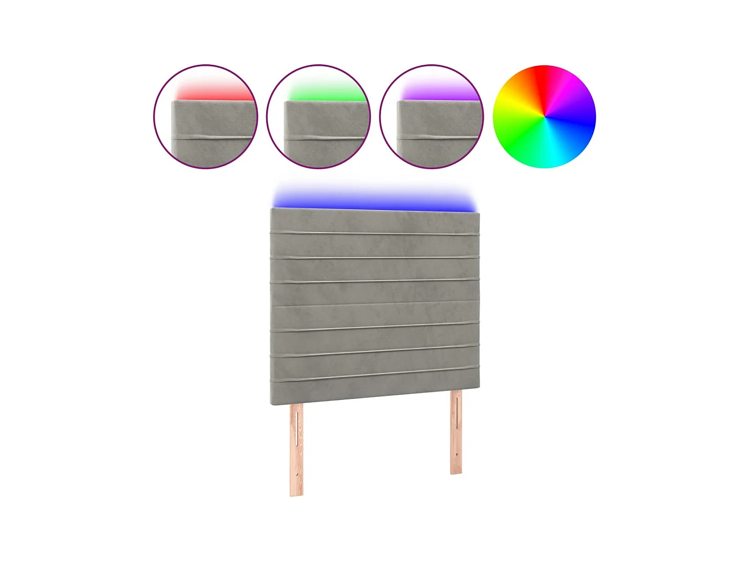 LED Hoofdbord Lichtgrijs 100x5x118/128 cm Fluweel