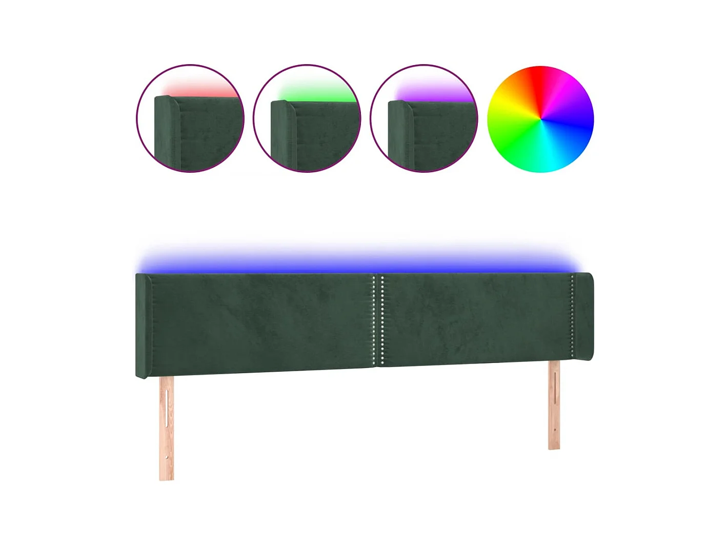 LED Hoofdbord Donkergroen 183x16x78/88 cm Fluweel