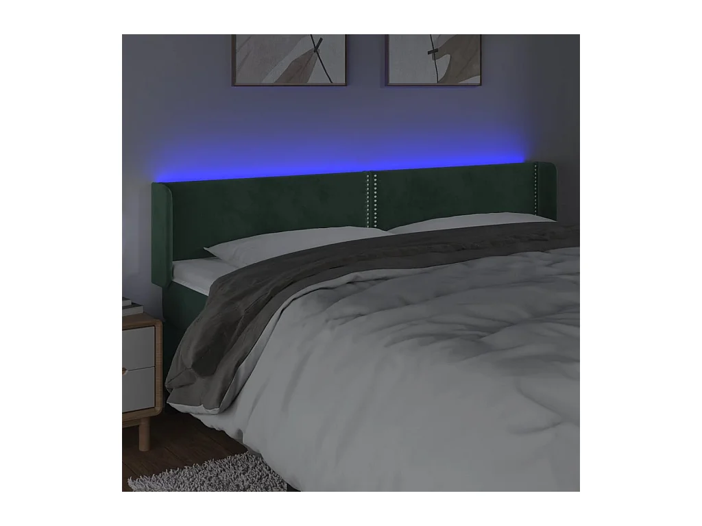 LED Hoofdbord Donkergroen 183x16x78/88 cm Fluweel