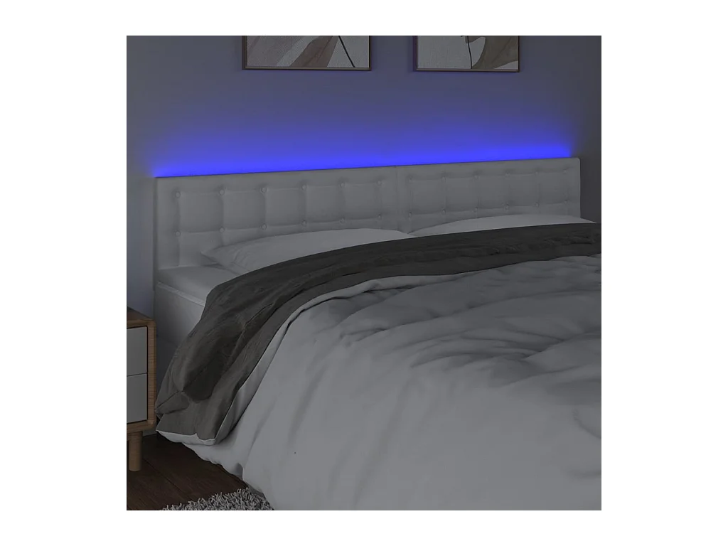 LED Hoofdbord Wit 200x5x78/88 cm Kunstleer