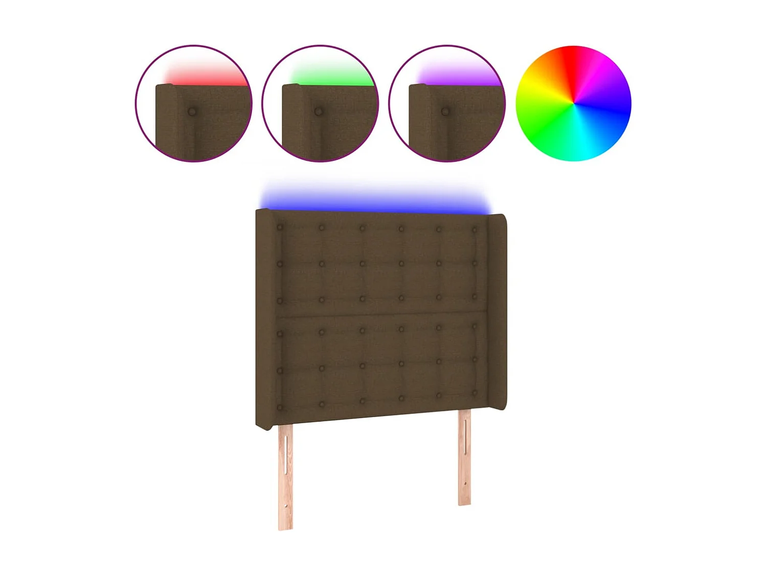 LED Hoofdbord Donkerbruin 103x16x118/128 cm Stof