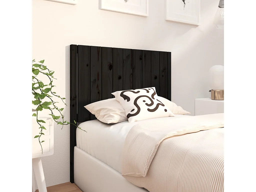 Cabecero negro 95,5x4x100 cm Madera maciza de pino
