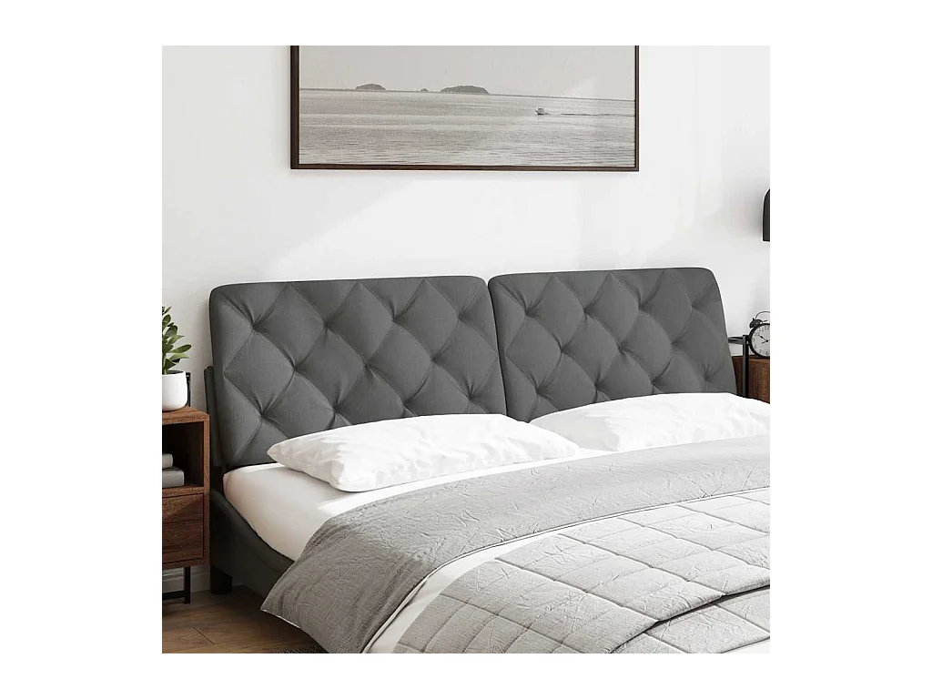 Donkergrijs hoofdbordkussen 180 cm stof