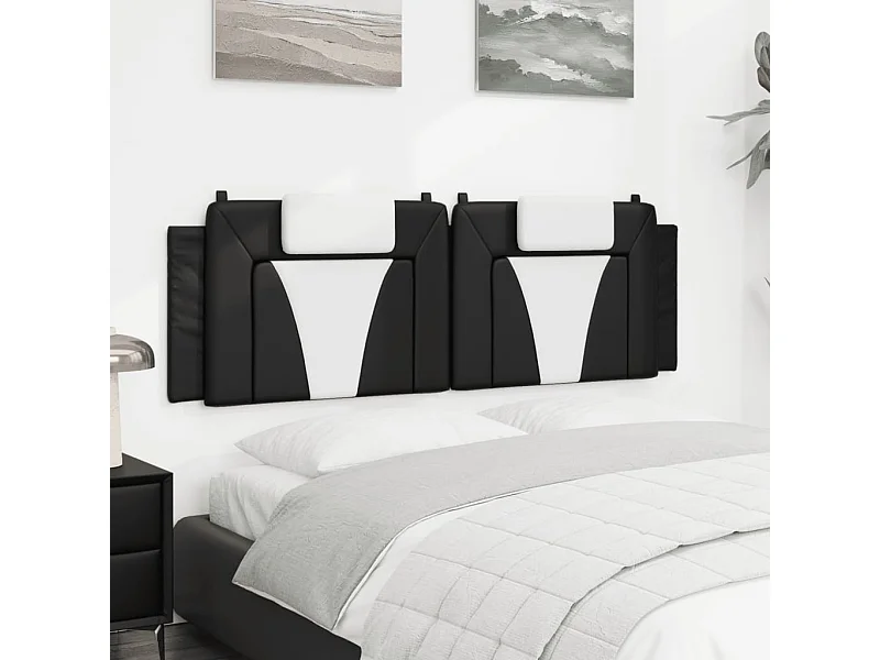 Zwart-wit hoofdbordkussen 160 cm kunstleer