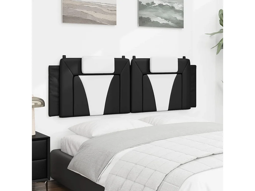 Zwart-wit hoofdbordkussen 160 cm kunstleer