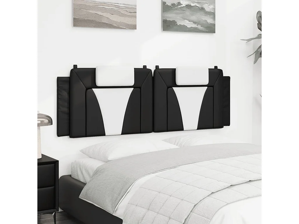 Cuscino per testiera in similpelle nero e bianco 160 cm