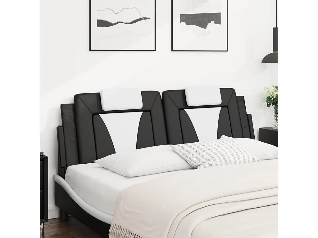Cuscino per testiera in similpelle nero e bianco 160 cm