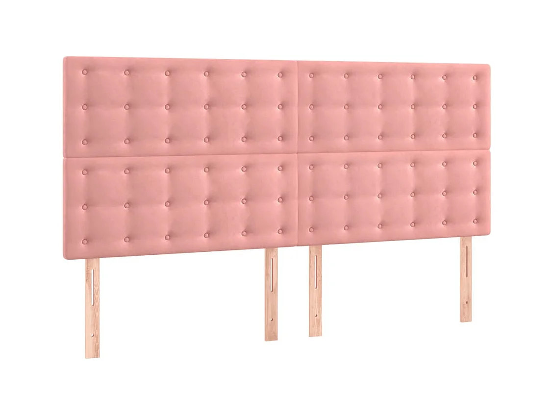 Cabeceros 4 piezas Rosa 100x5x78/88 cm Terciopelo