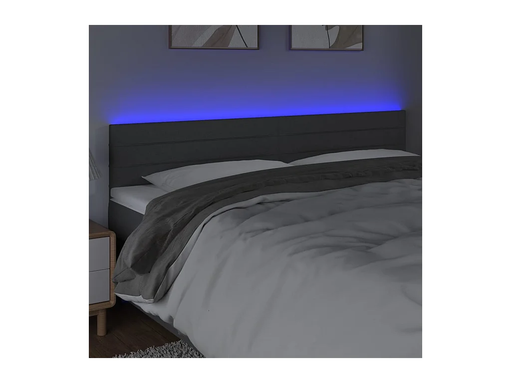LED hoofdbord Donkergrijs 180x5x78/88 cm Stof