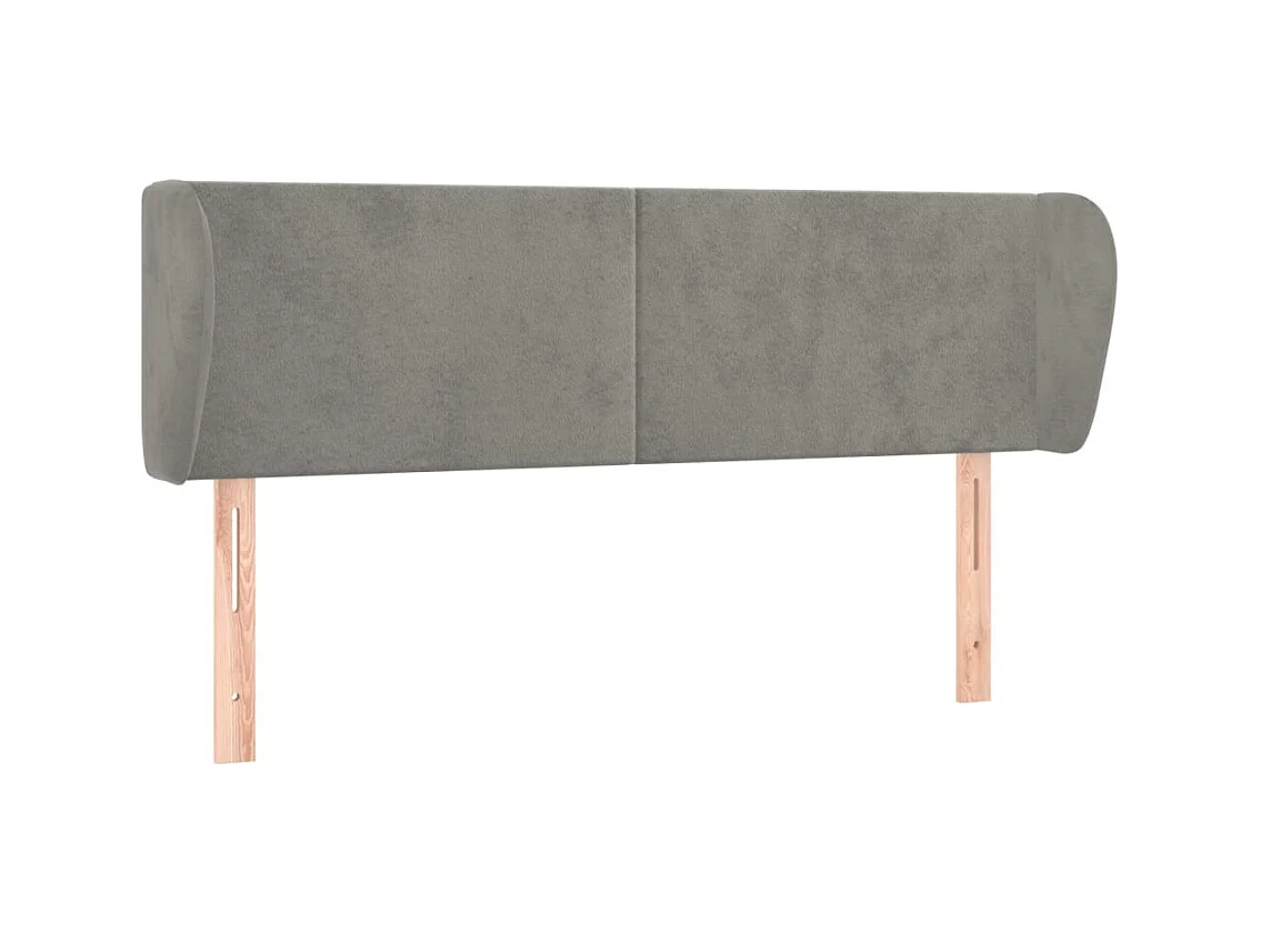 Tête de lit avec oreilles Gris clair 147x23x78/88 cm Velours