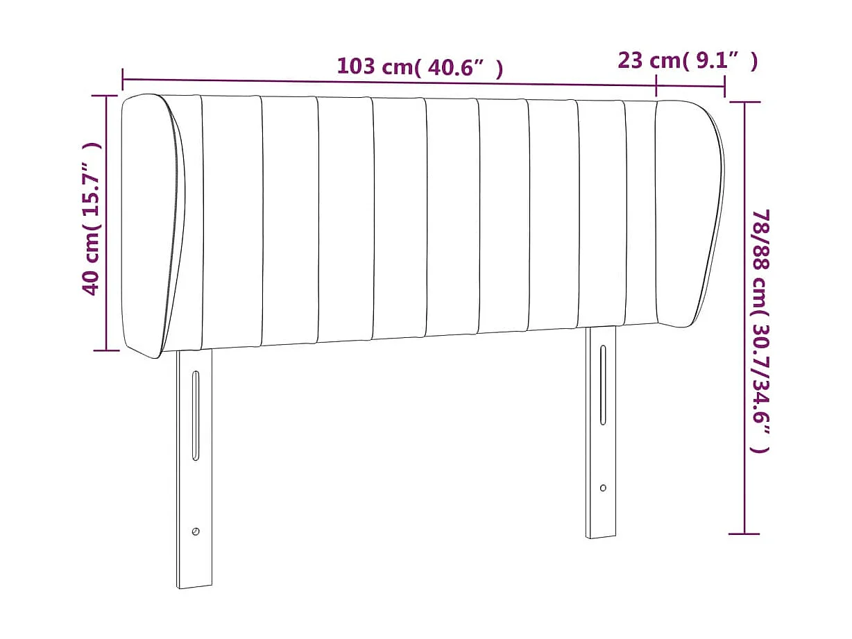 Hoofdbord met vleugels Donkerblauw 103x23x78/88 cm Fluweel