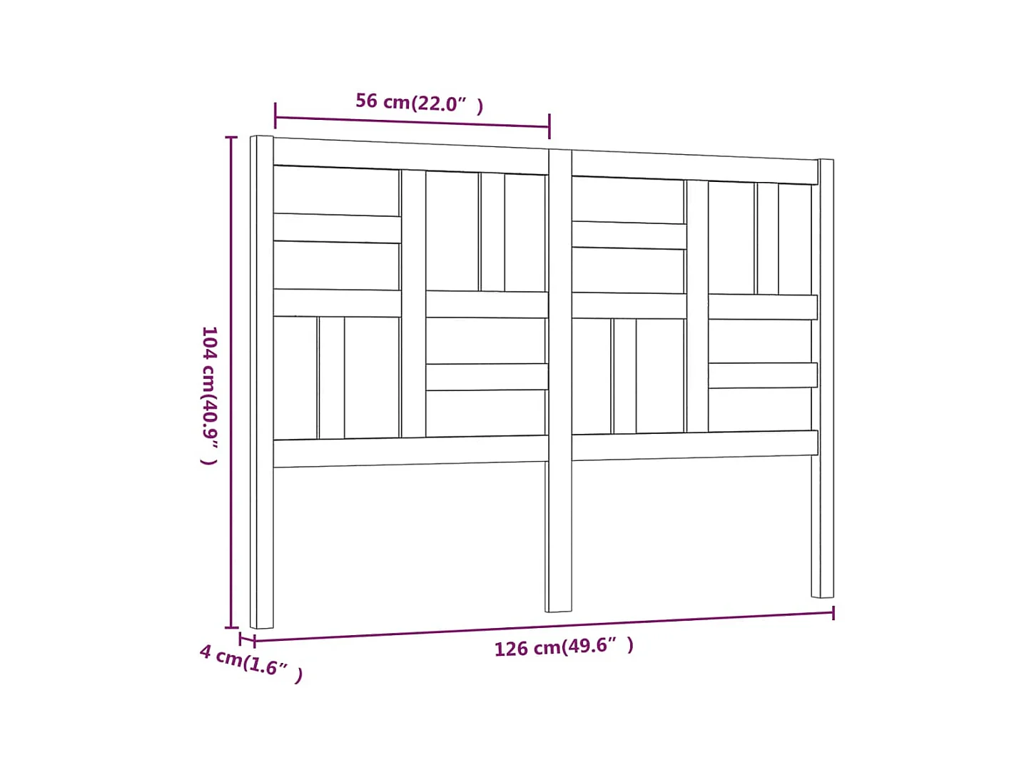 Hoofdbord 126x4x104 cm Massief grenenhout
