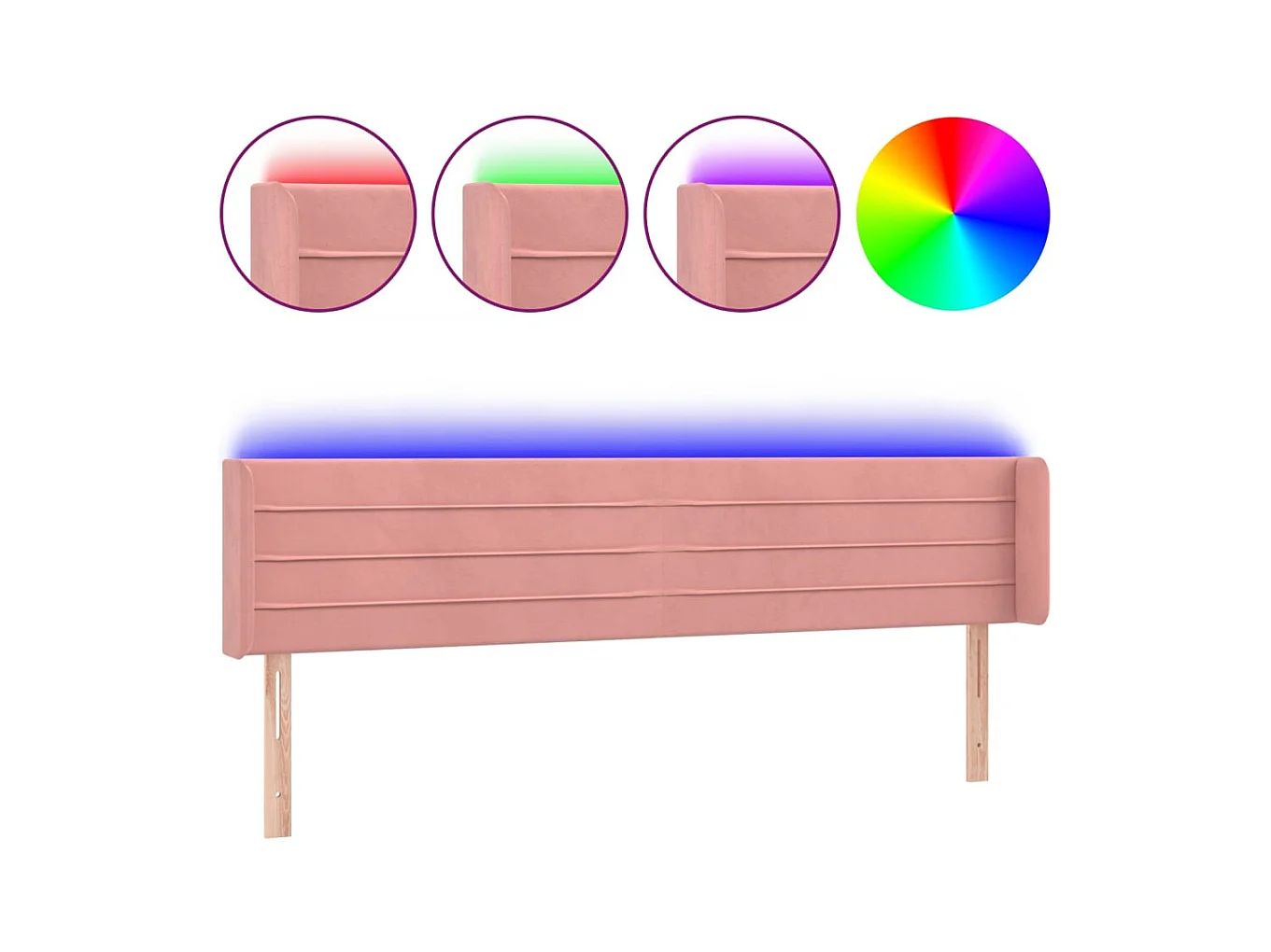 Cabecero LED Rosa 163x16x78/88 cm Terciopelo