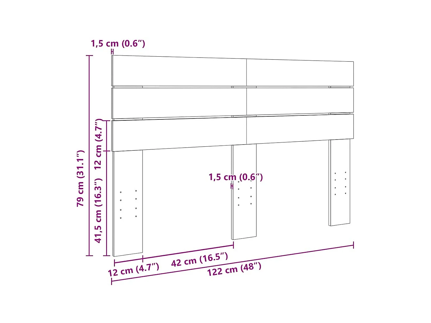 Tête de lit 120 cm bois massif de chêne