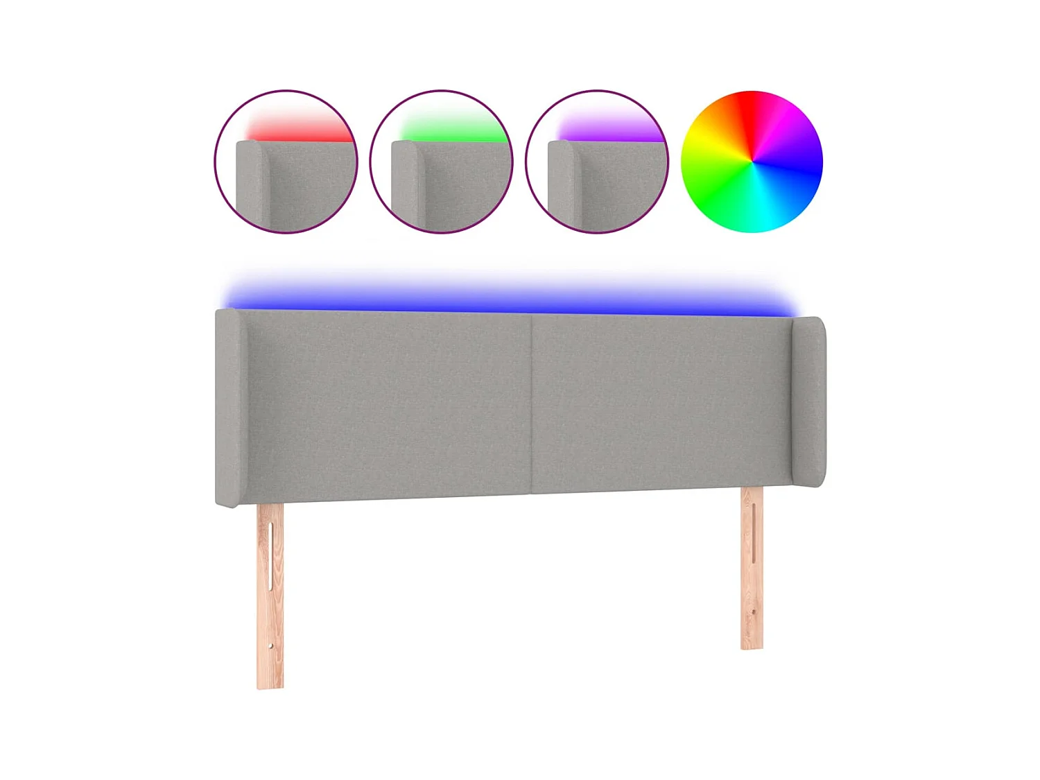 LED hoofdbord Lichtgrijs 147x16x78/88 cm Stof