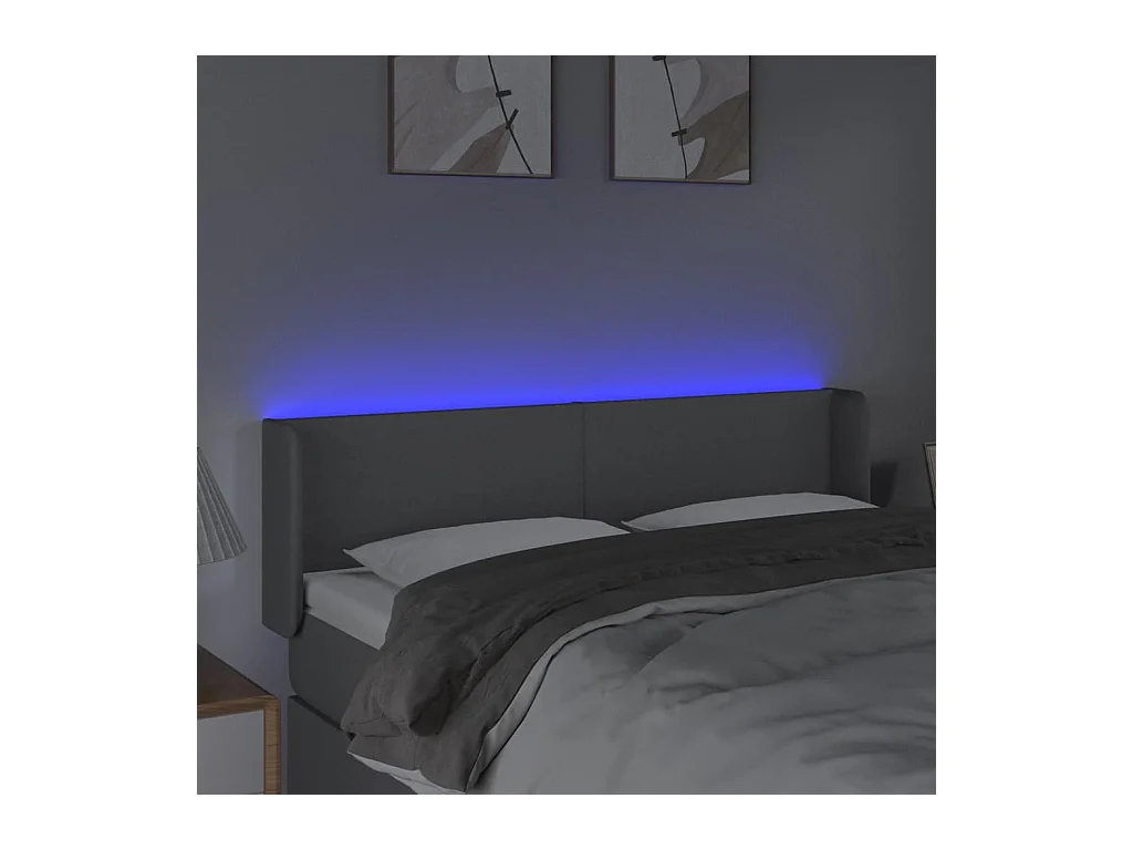 LED hoofdbord Lichtgrijs 147x16x78/88 cm Stof