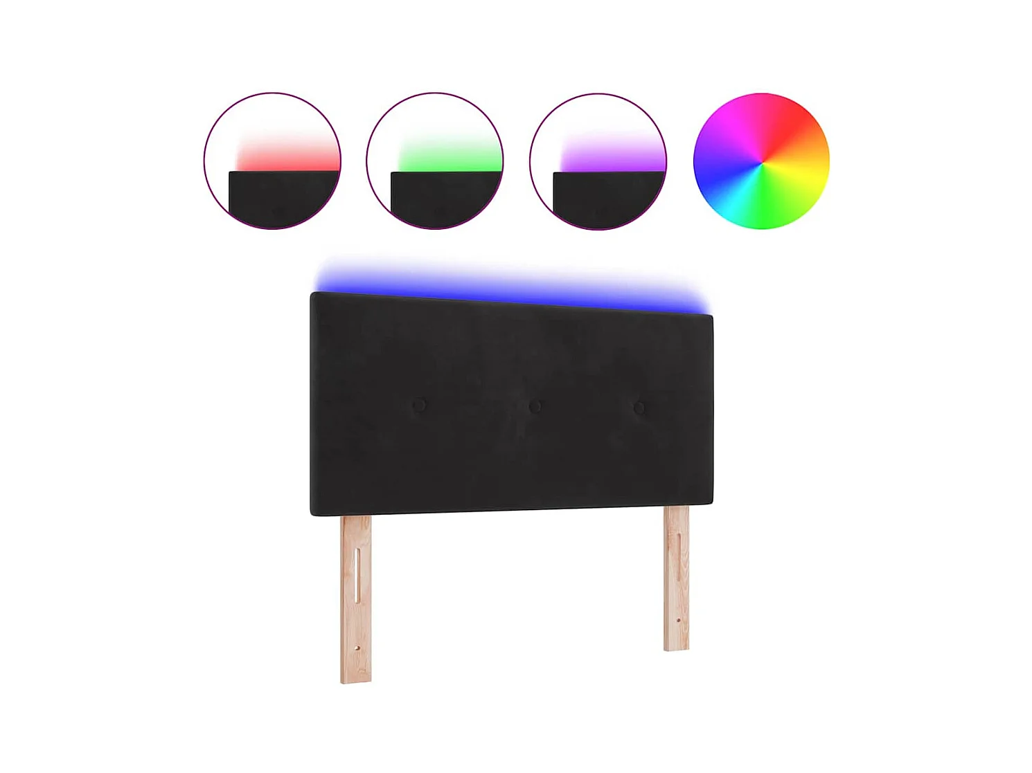 Tête de lit avec des lumières à LED Noir 100 cm Velours