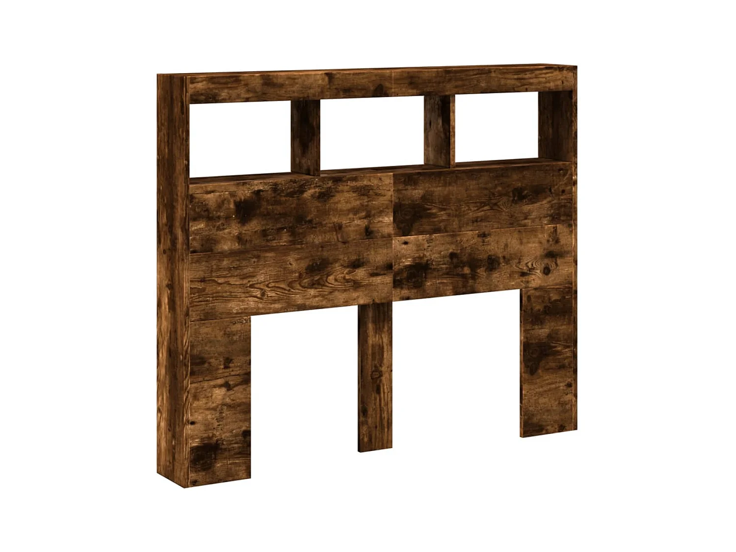 Cabecero de armario con LED roble ahumado 120x17x102 cm