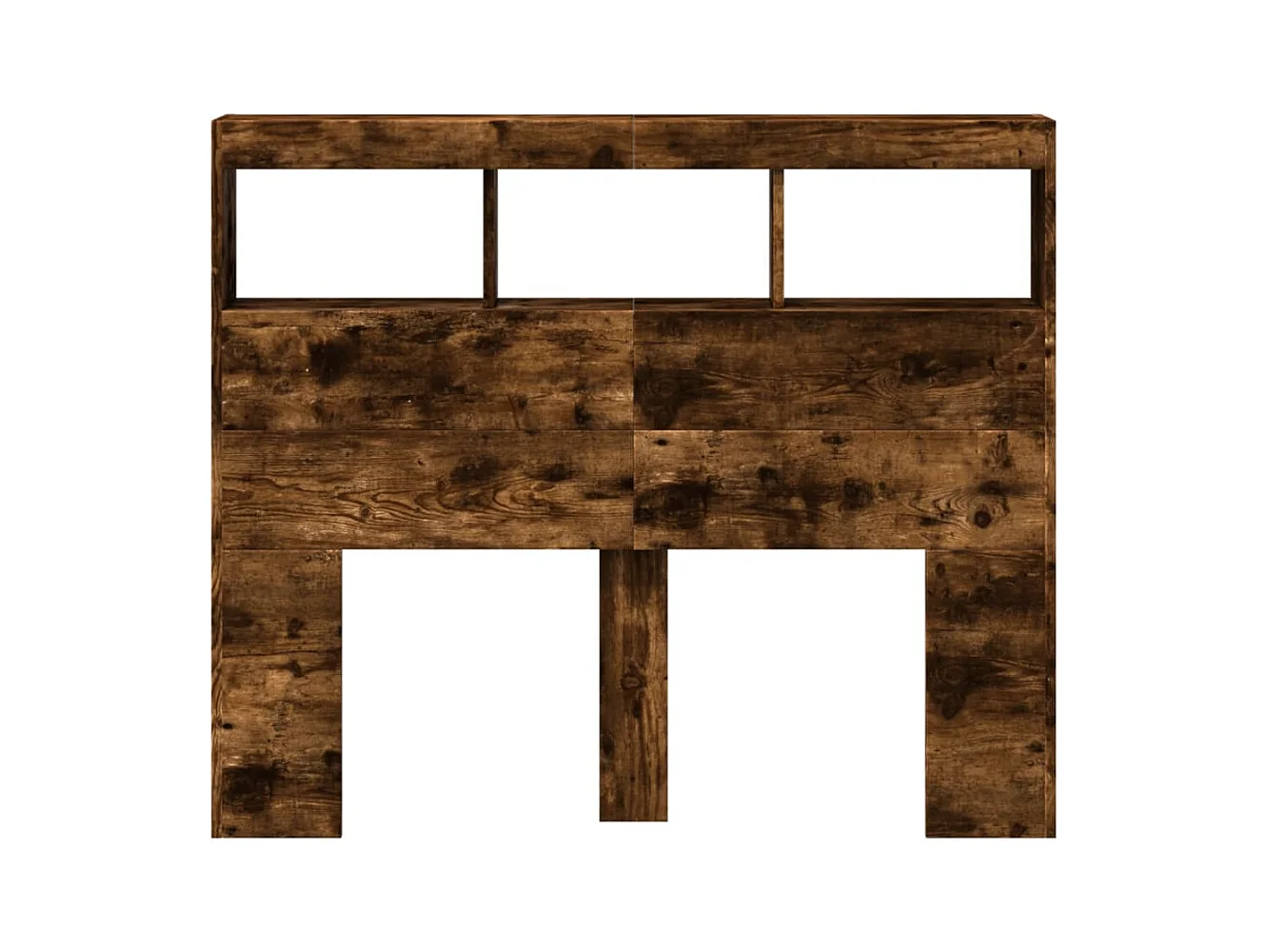 Cabecero de armario con LED roble ahumado 120x17x102 cm