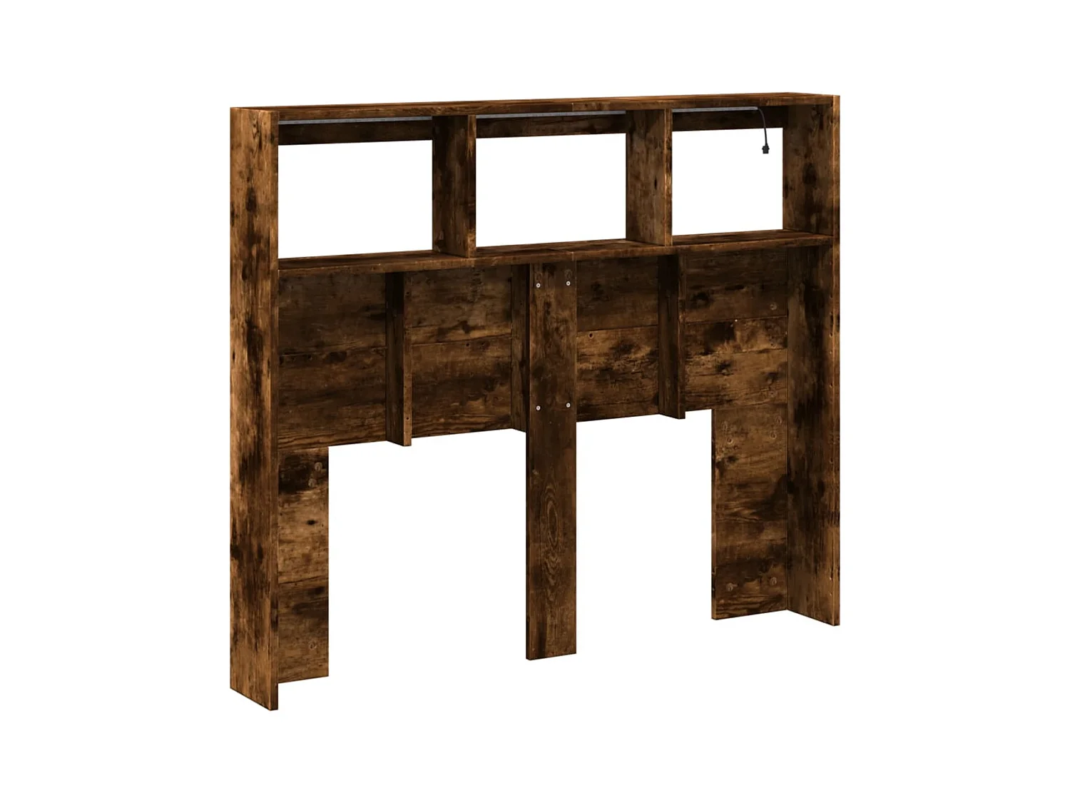 Cabecero de armario con LED roble ahumado 120x17x102 cm