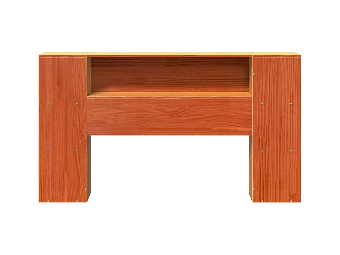 Testiera in cera marrone con contenitore 135 cm in legno massello di pino