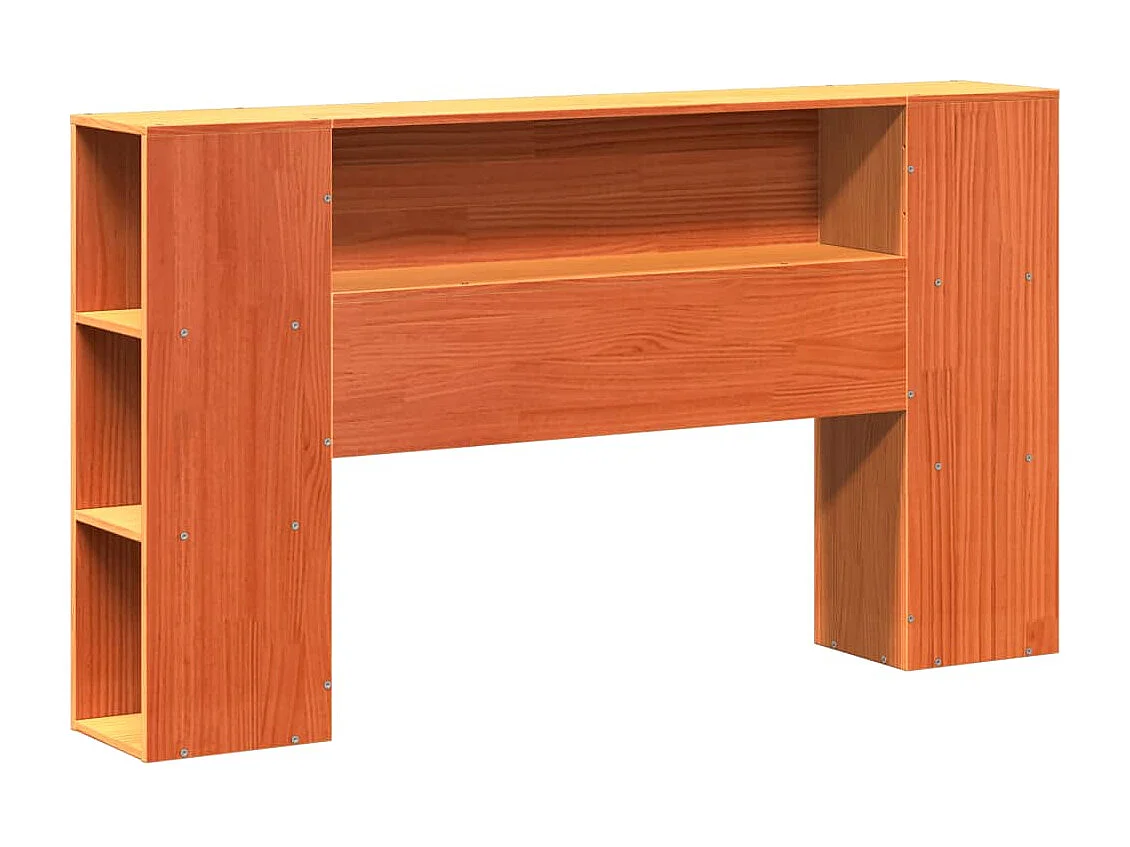 Testiera in cera marrone con contenitore 135 cm in legno massello di pino