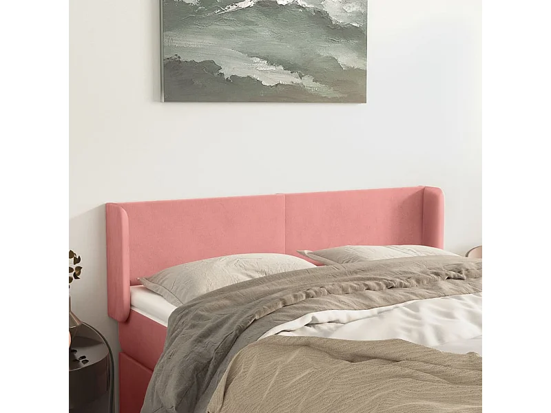 Tête de lit avec oreilles Rose 147x16x78/88 cm Velours