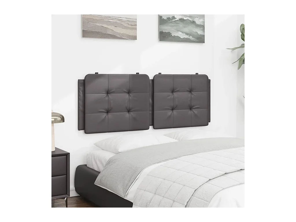 Cojín cabecero gris 140 cm piel sintética