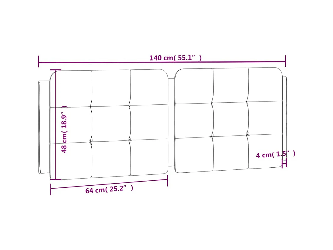 Cojín cabecero gris 140 cm piel sintética