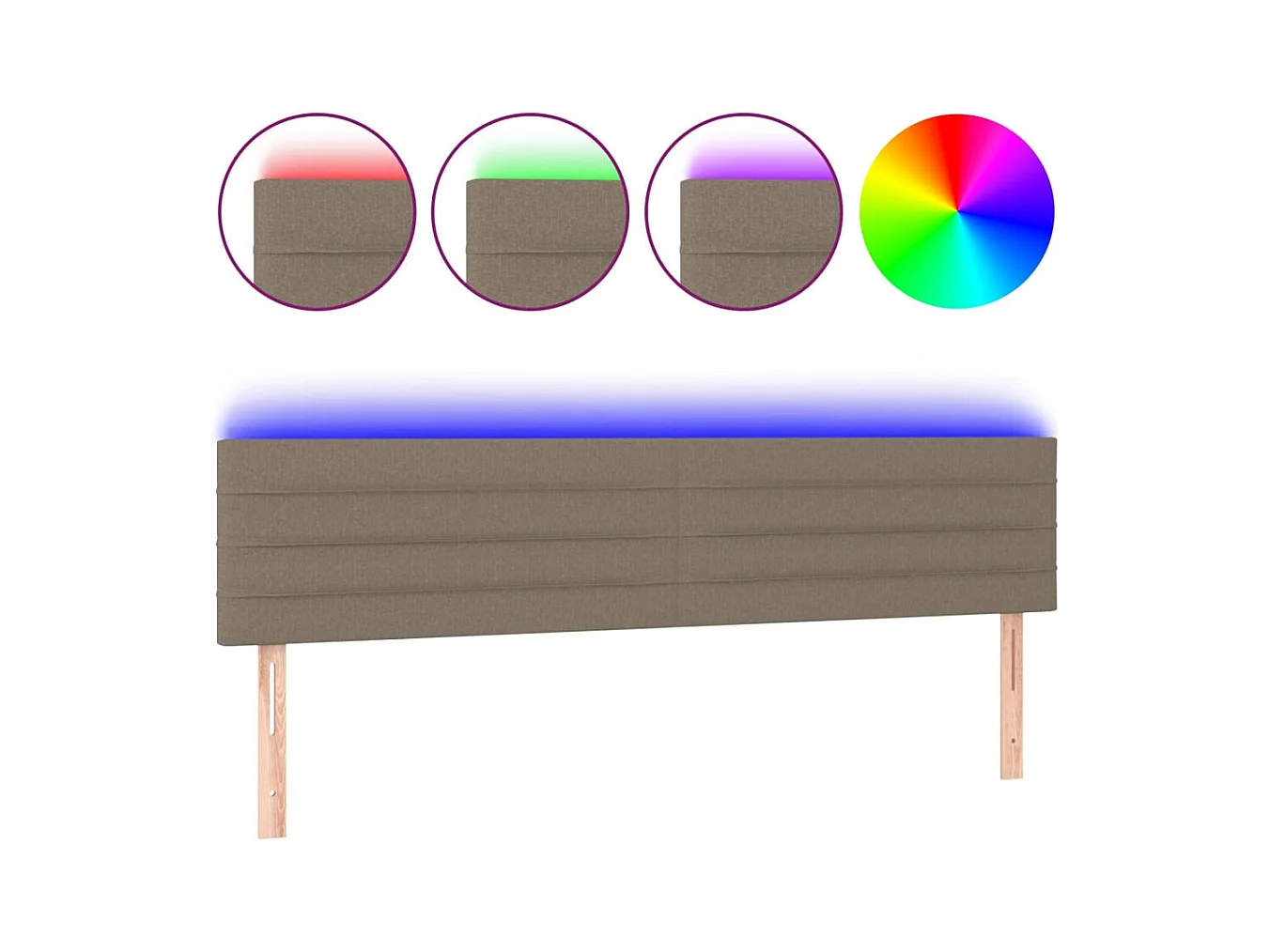 Taupe LED hoofdbord 180x5x78/88 cm Stof