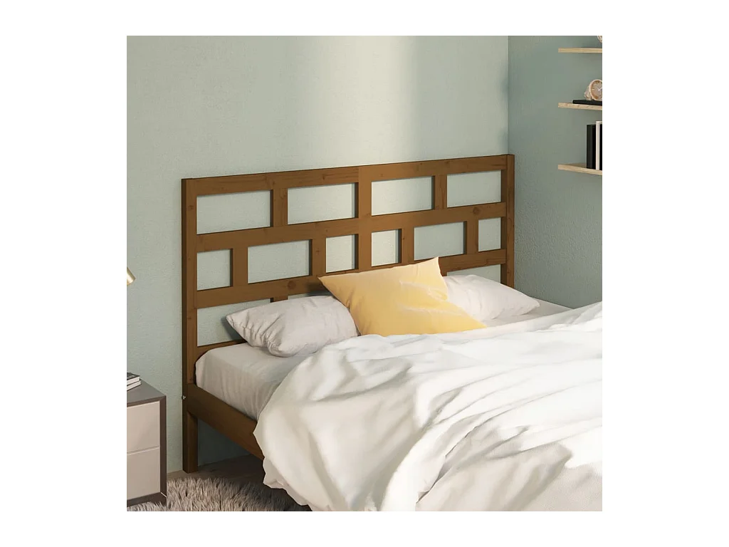 Honingbruin hoofdbord 141x4x100 cm massief grenenhout