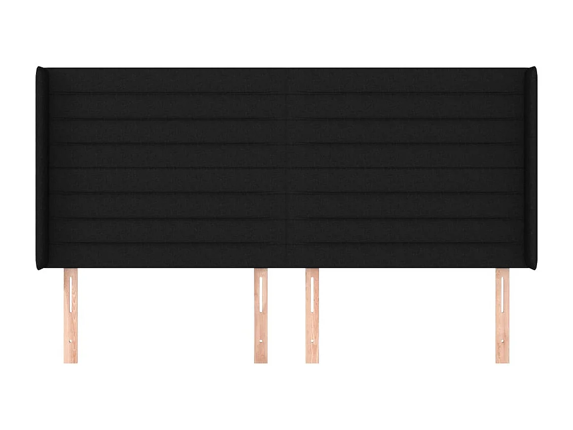 Tête de lit avec oreilles Noir 203x16x118/128 cm Tissu