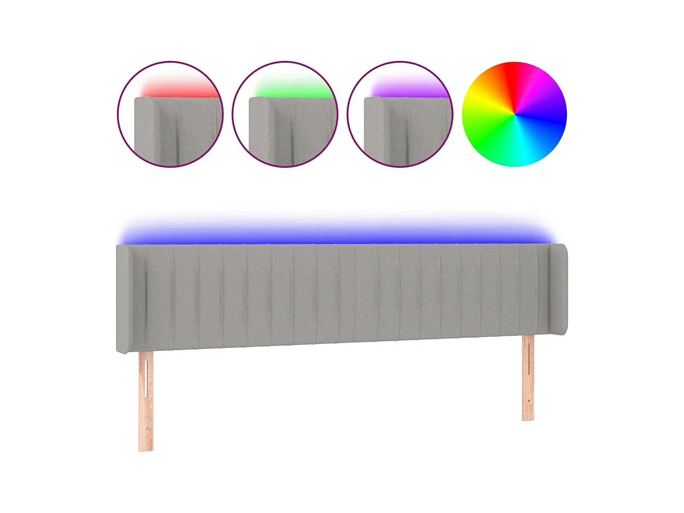 LED hoofdbord Lichtgrijs 203x16x78/88 cm Stof