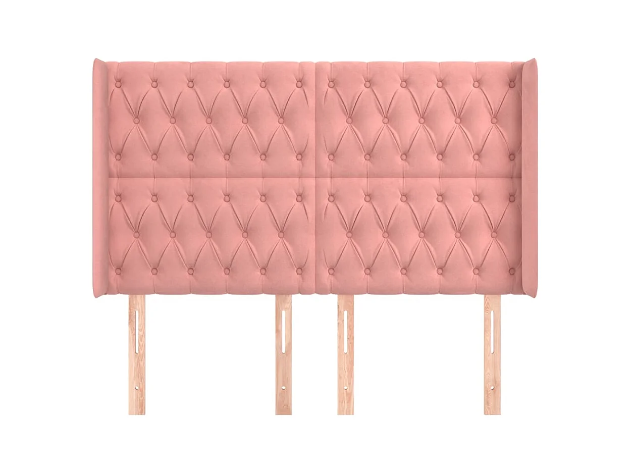 Tête de lit avec oreilles Rose 147x16x118/128 cm Velours